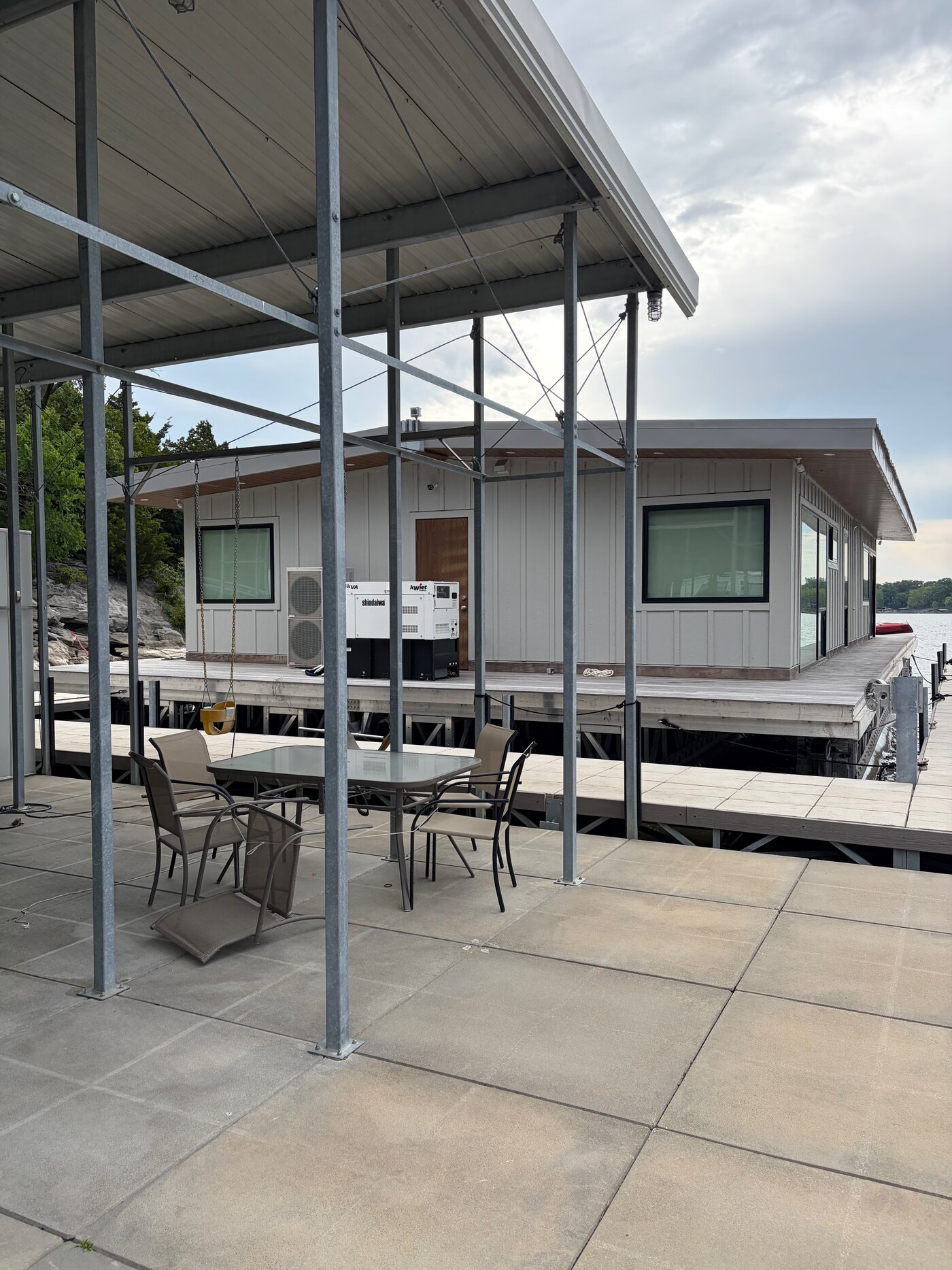 Deck and covered walkway aboard the Dockboat