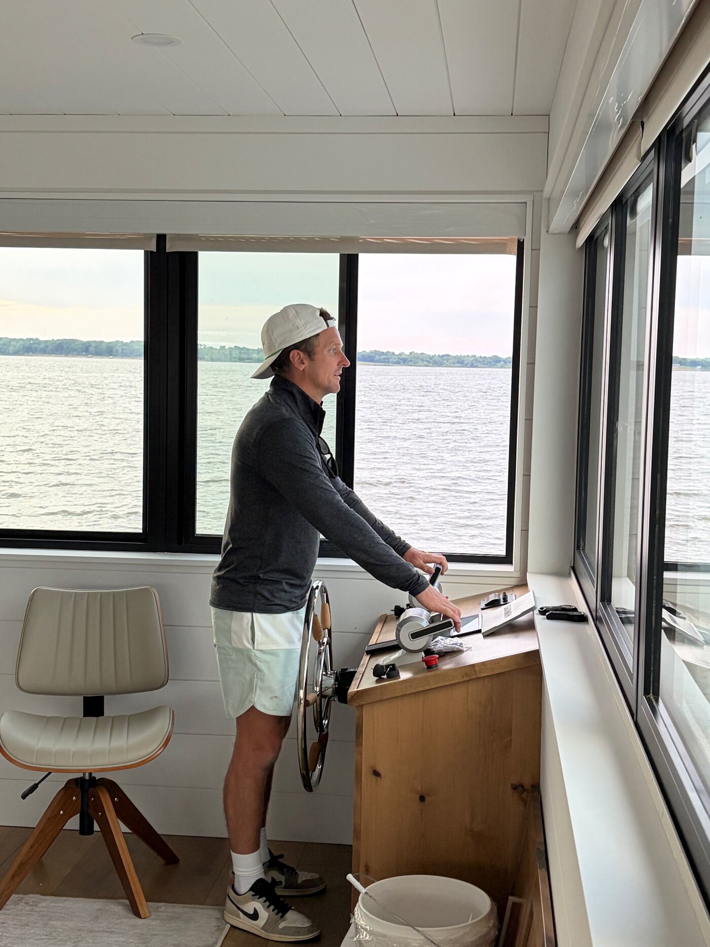 Exterior siding and window detail of the Dockboat